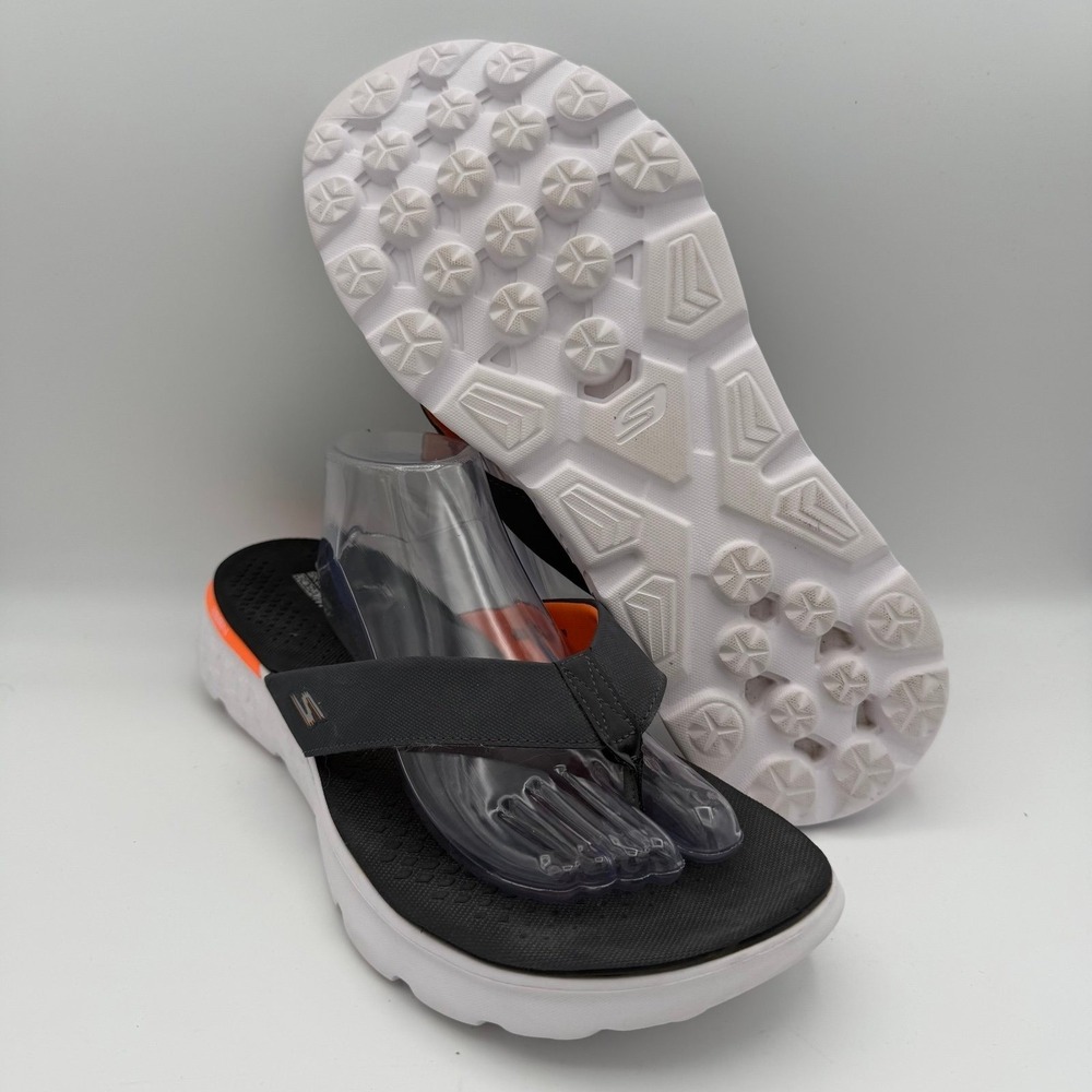 Men's Skechers On The Go 400 Gray Orange‎ Shore Slipper Flip Flop Sandal Size 14
